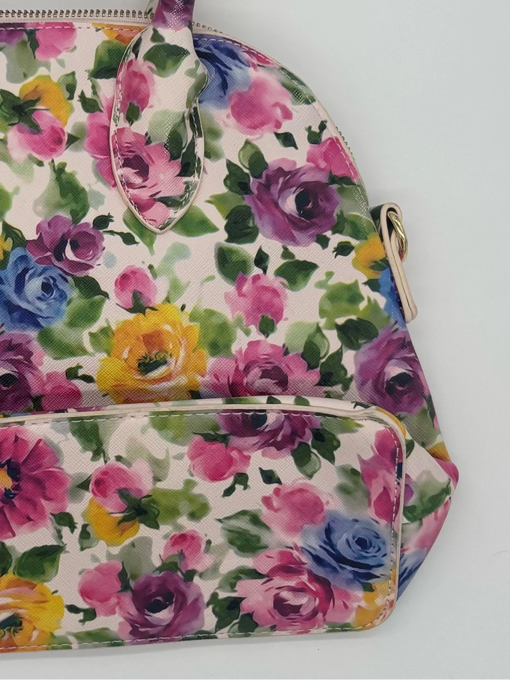 Floral Print Dome Satchel Handbag - Multicolor